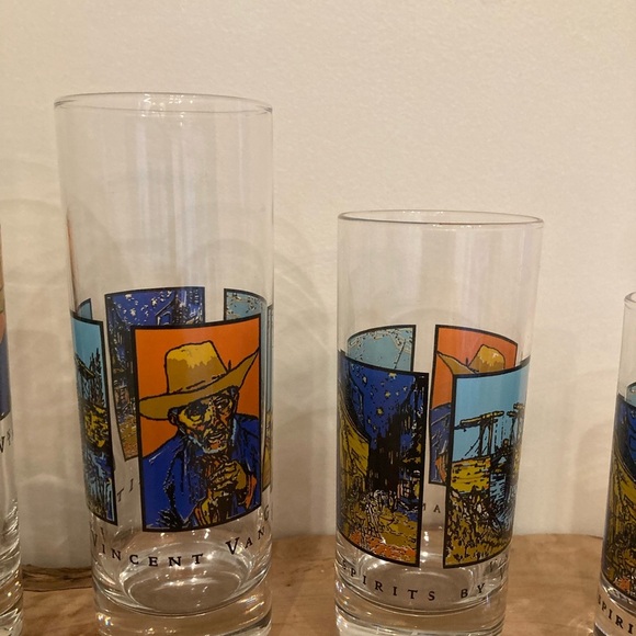 Spirits by Vincent Van Gogh Graduated Size Bar Glasses Barware Lot of 4 - Picture 4 of 9